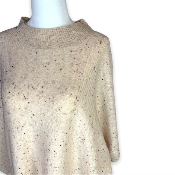 LOFT Outlet Women L Soft Cream Dolman Sleeve High Neck Pullover Sweater Speckled - Picture 3 of 8